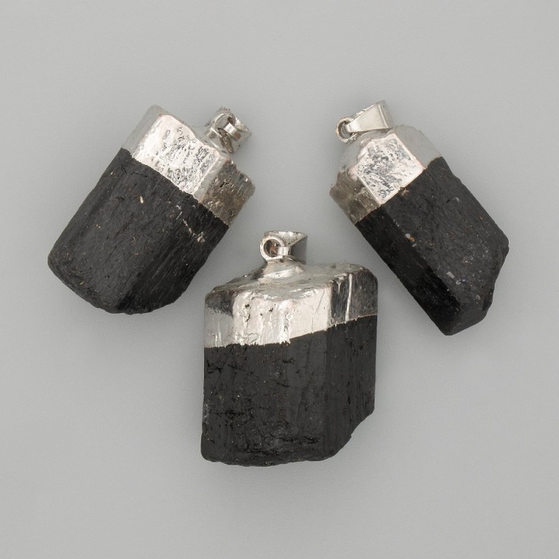 Unpolished Tourmaline Pendant, natural stone, diameter assortment ~28x18mm±, length 45mm±