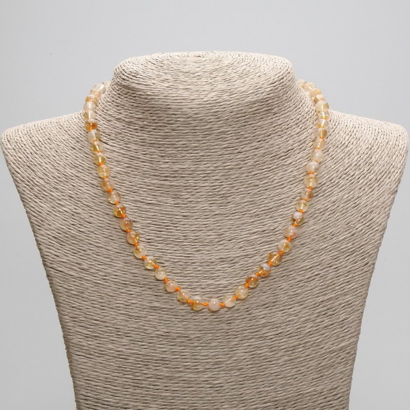 Citrine Necklace Smooth Beads, 6.5 mm diameter, 45 cm length with clasp