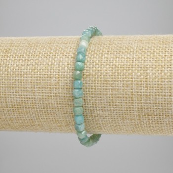 Amazonite Bead Bracelet Faceted Cube, 4x4mm, 18cm Adjustable Stretch
