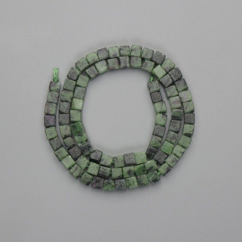 Zoisite Beads Cube Shape, 4×4 mm, length 39 cm on thread