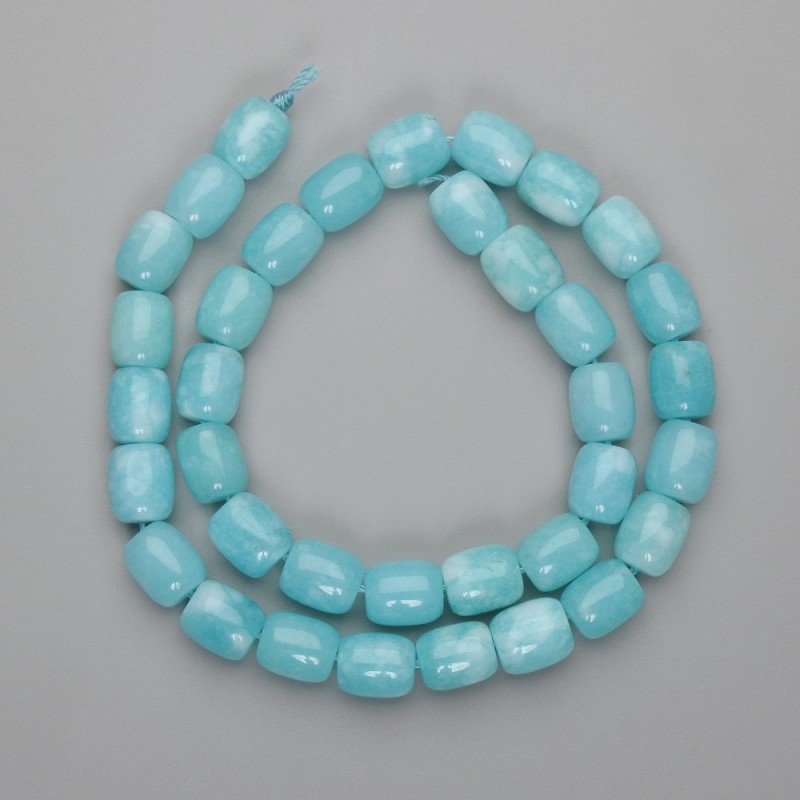Aquamarine Barilo Beads, diameter 10.5×9 mm ±, thread length 38 in ±