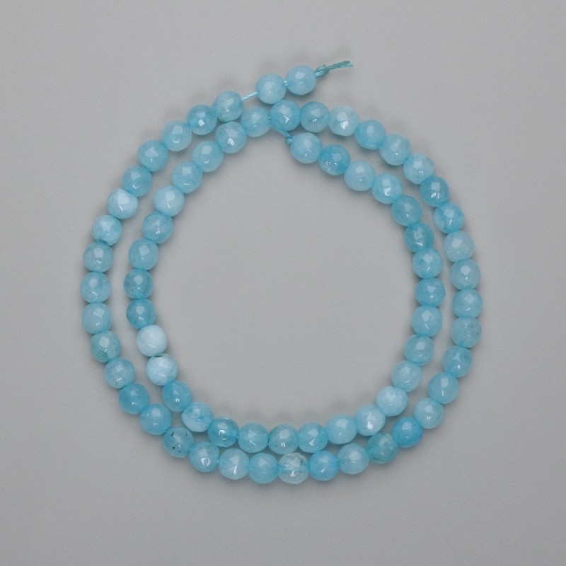 Aquamarine Beads, faceted ball, diameter 5.5mm, thread length approximately 38cm