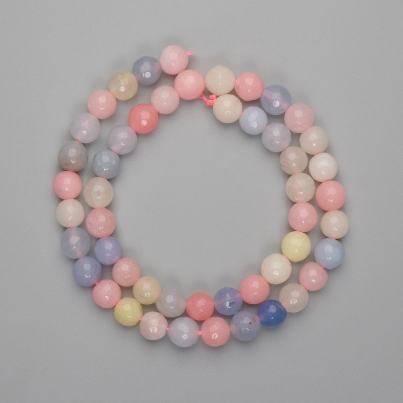 Morganite Beads Faceted Round Bead, 8mm diameter, length 38cm on a thread