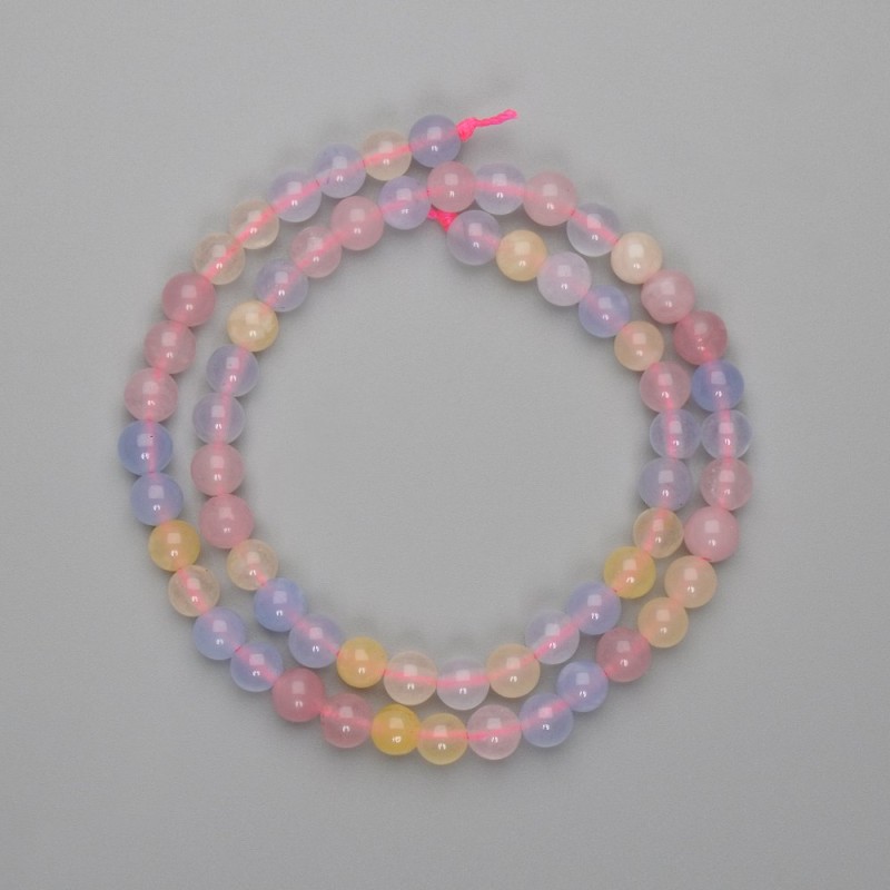 Morganite Beads smooth round 6mm, thread length 38cm±