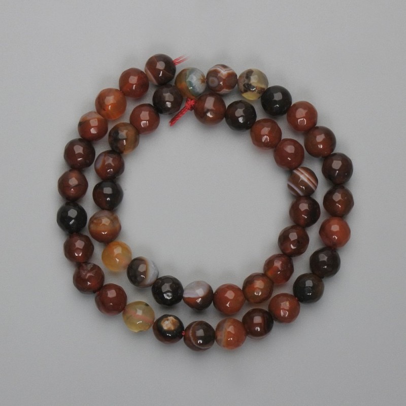 Agate Beads, faceted round, 8mm diameter ±, 35cm length ± on thread