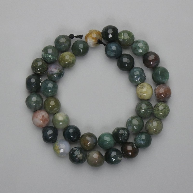 Clearance! Moss Agate Beads Faceted Rondelle, 9.5mm diameter, 37cm length on thread