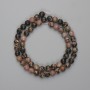 Rhodonite Beads Faceted Round 6 mm on Thread, 35 cm length