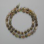Landscape Jasper Beads Faceted Cube 6mm, 6x6 mm, round-cut, 38cm long on thread