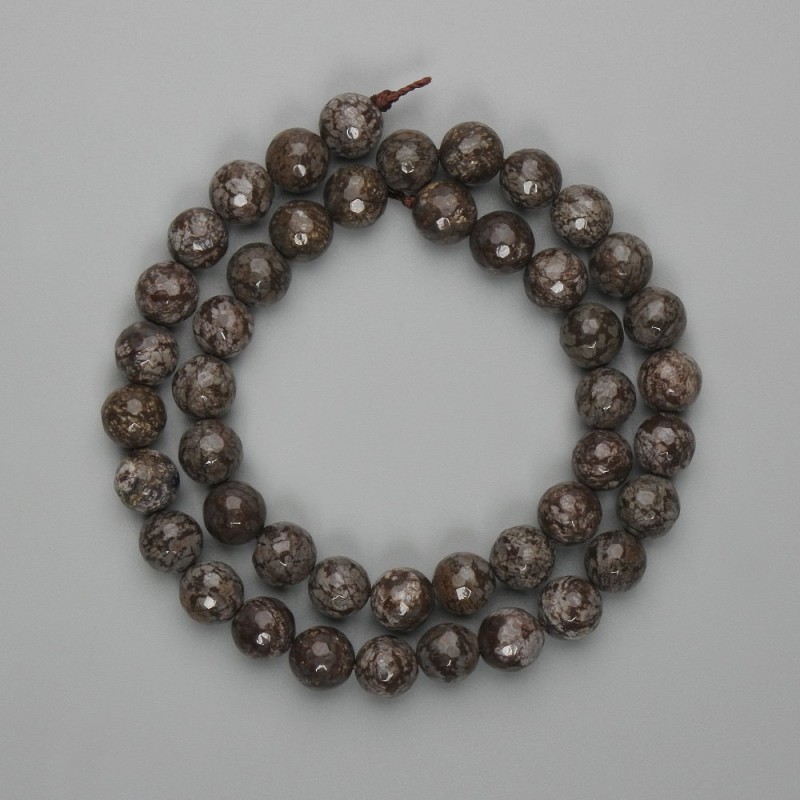 Coffee Jasper Faceted Round Beads 8mm, 38cm length, on thread