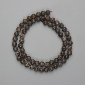Beads Coffee Jasper faceted round bead, diameter 6mm+-, length 36cm+-, on a string