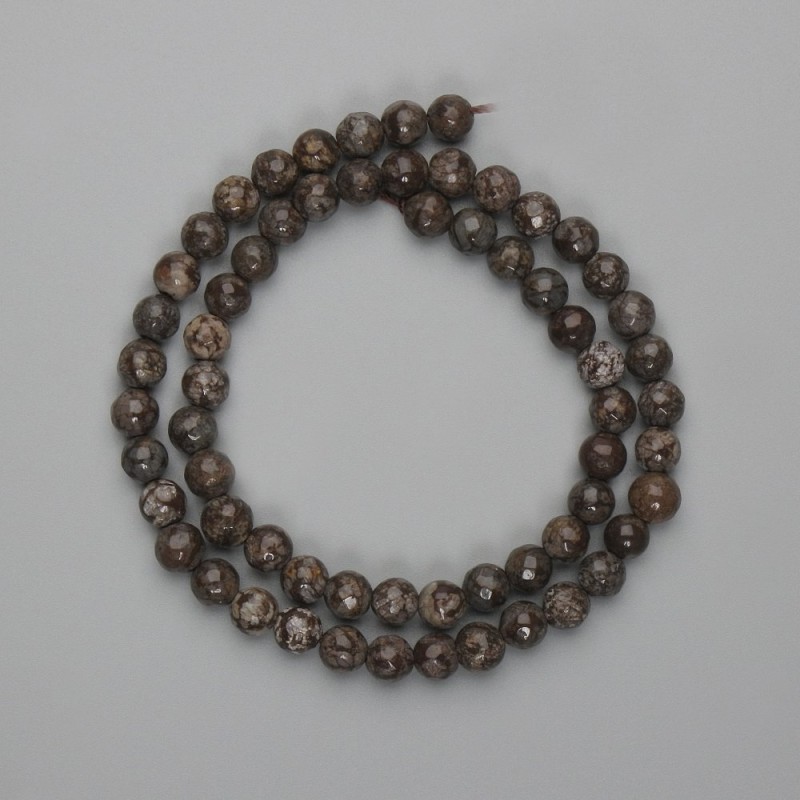 Beads Coffee Jasper faceted round bead, diameter 6mm+-, length 36cm+-, on a string