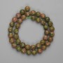 Heliotrope Beads, Faceted Round Bead 8mm diameter, 35cm+/- length on thread