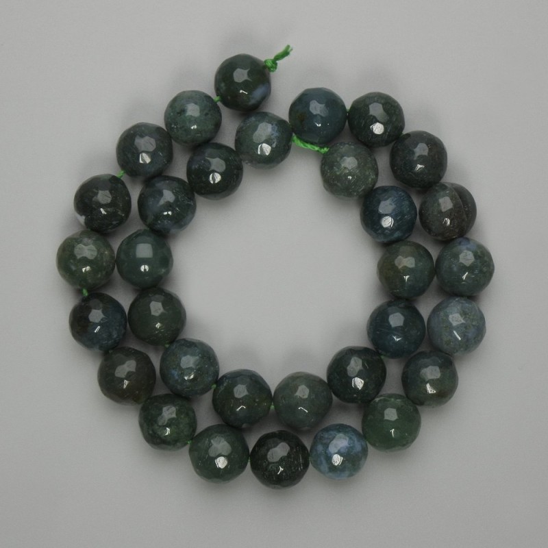 Green Jasper Beads, Faceted Round, 12mm, 38cm string