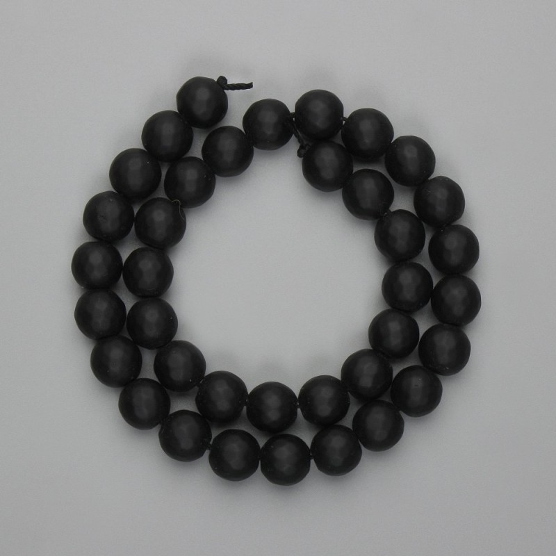 Shungite Beads Faceted Sphere 10mm, 35cm Length on Thread