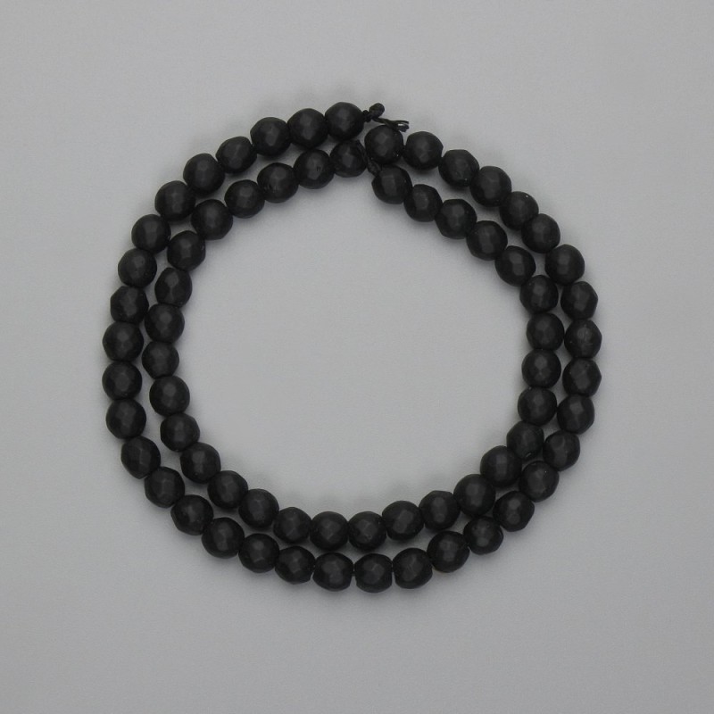 Shungite Faceted Bead Round 5mm, 36cm Threaded</s>