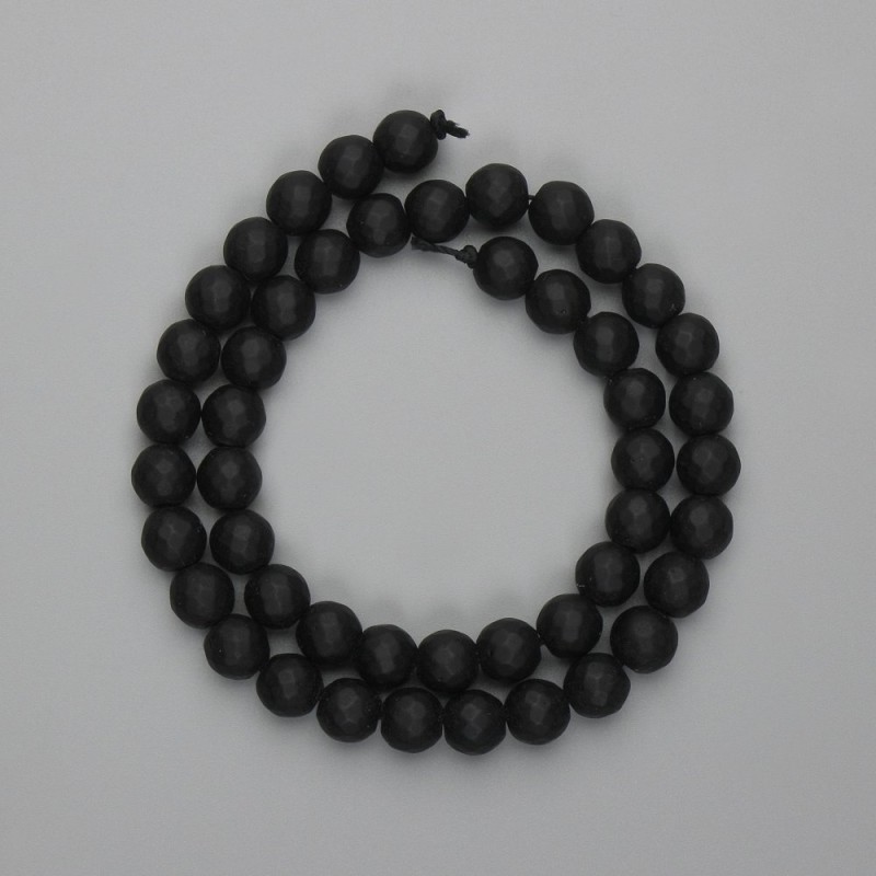 Shungite Beads Faceted Round 8mm on Thread, 35cm± Length