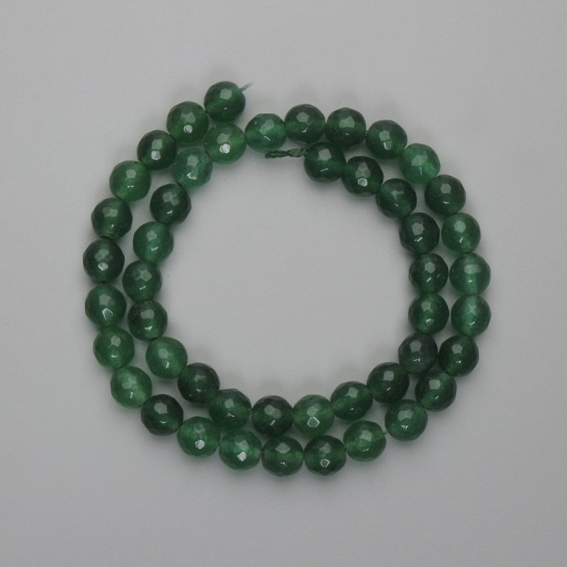 Jade Beads, Faceted Round 8mm, 36in String on Thread
