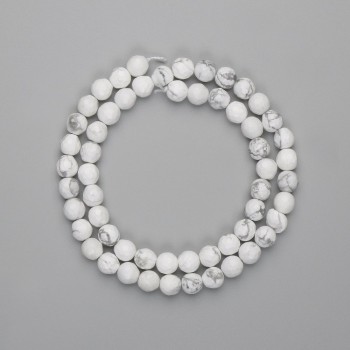 Howlite Beads, faceted round 6mm, length 36cm on thread