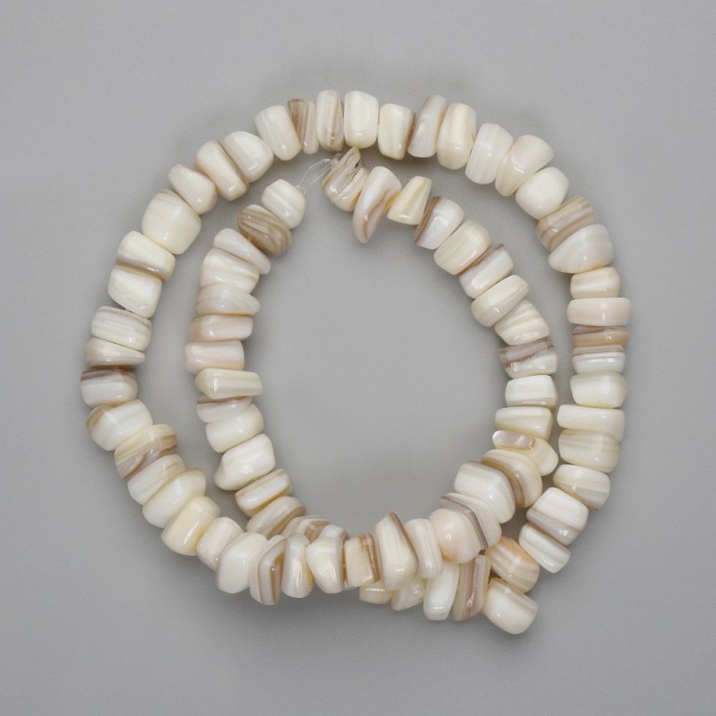 Mother-of-P Pearl Tube Beads, diameter 7–9×3–5 mm +-, thread length 39 cm +-
