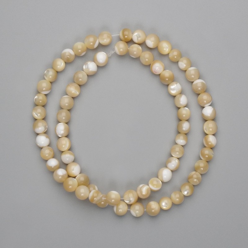 Beige Pearl Beads round smooth 6mm diameter, thread length 39cm±