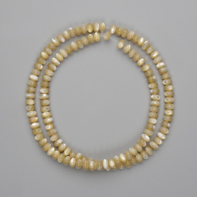 Beige Mother-of-P pearl Rondelle Beads 5x3mm, 40cm approx. thread