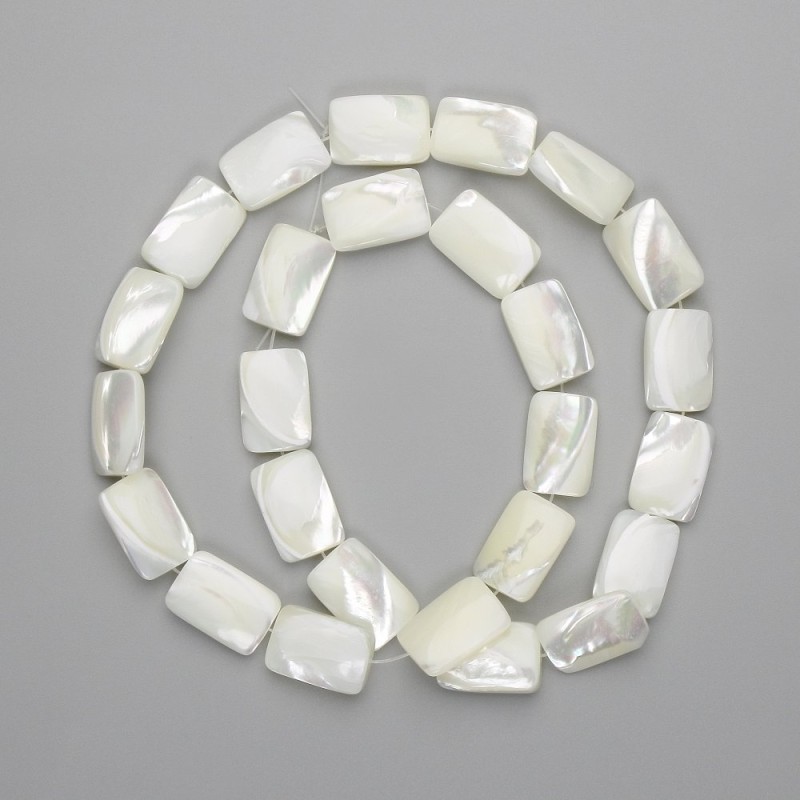 Mother-of-P Pearl Rectangle Beads, 15×10 mm, ± diameter, 40 cm ± length, on thread