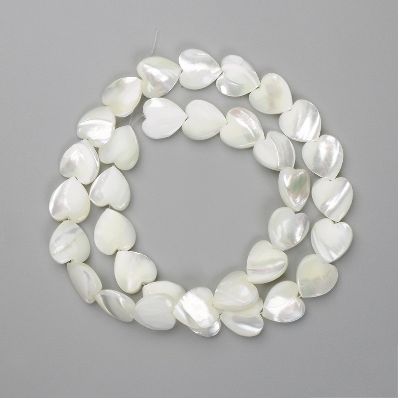 Pearl shell heart beads, diameter 11.5-12×13 mm ±, thread length 40 cm ±
