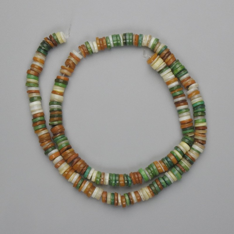 Mother-of-Pearl Scarfinna Beads Rondelle, 6x1 mm diameter, 39 cm length on fishing line