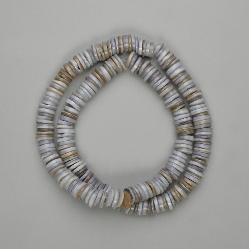 Shell Beads—South Sea Conch Scarab (Skaffarca) Rondelle, 8x1-2 mm diameter, 38 cm long on a thread
