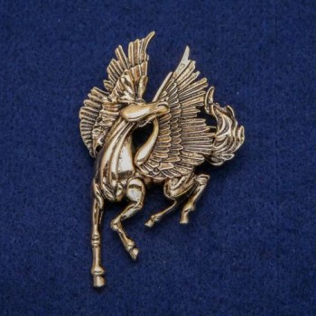 Brooch Pegasus 45x70mm golden metal