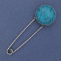 Brooch pin Turquoise 78x24mm± metal color silver