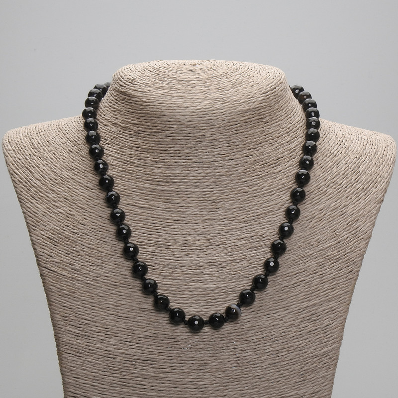 Agate Beads Faceted Round 8mm +-, 45cm length +- with clasp