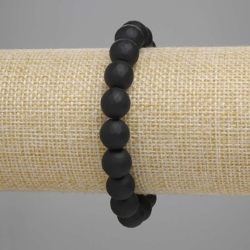 Shungite Bracelet Faceted Beads 10 mm, 18 cm length, stretch