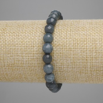 Iolite Bead Bracelet, Faceted Round 8mm, 18cm adjustable stretch