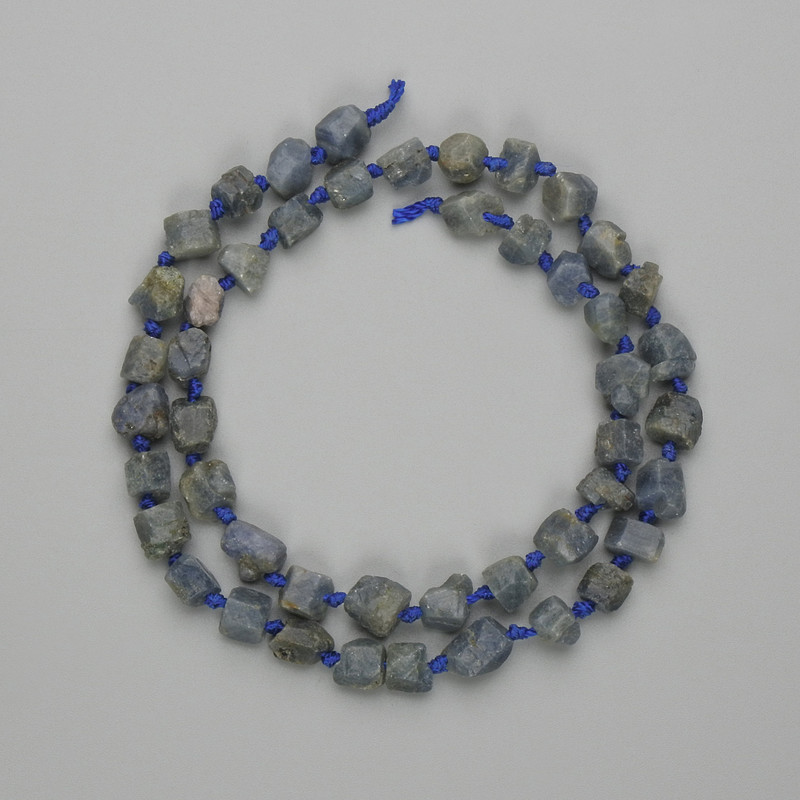 Sapphire Beads Unpolished Stone 5.5–9×5.5–6 mm on Thread, 39 in length