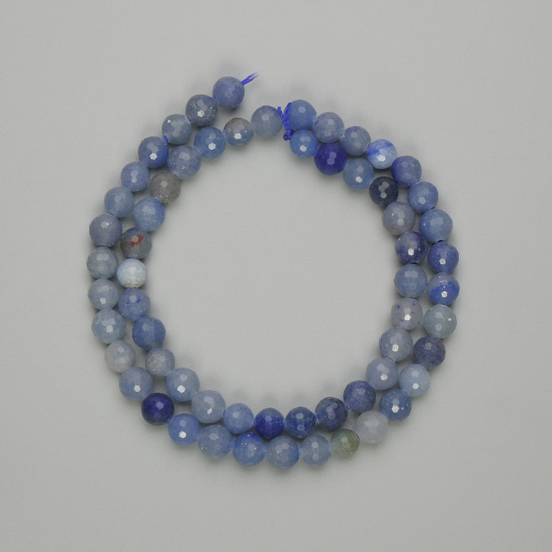 Blue Aventurine Beads Faceted Round 6mm+, on Thread 37cm±