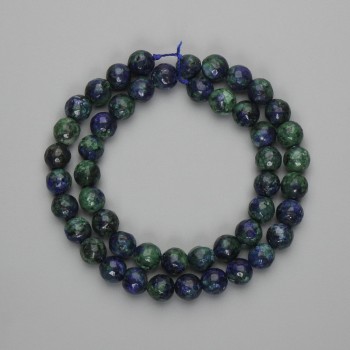 Azurite Beads Faceted Round 8mm, on String, 37cm ±