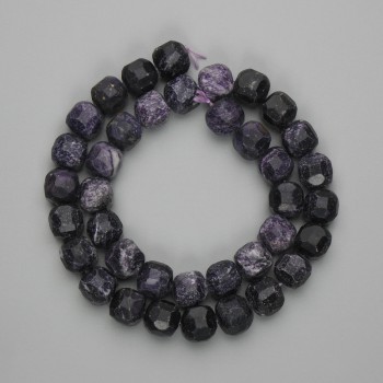 Sugilite Beads Faceted Cube 10x10mm±, strand length 38cm± on thread
