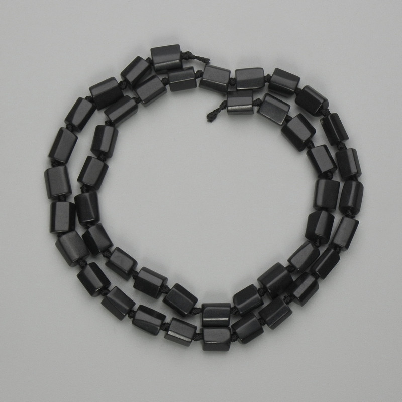 Shungite Beads, Cabochon cut, 7-8×5-6 mm, on string 40 cm ±
