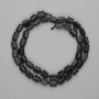 Shungite Beads, Cabochon cut, 7-8×5-6 mm, on string 40 cm ±