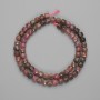 Rhodonite Beads Faceted Cube 5x5mm on Thread 37cm+