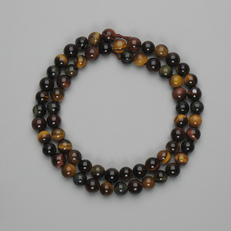 Beads Boy's Eye Tiger's Eye Hawk's Eye round 6mm±, length 38cm± on thread