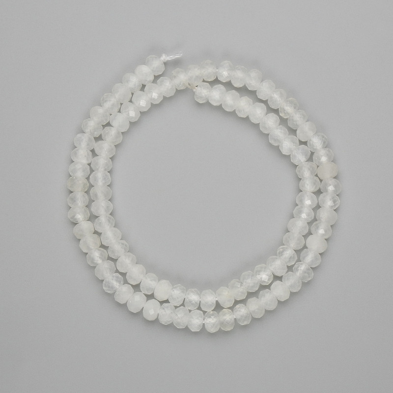 White Quartz Beads, Faceted Rondelle 6x4mm, 38cm strand on thread