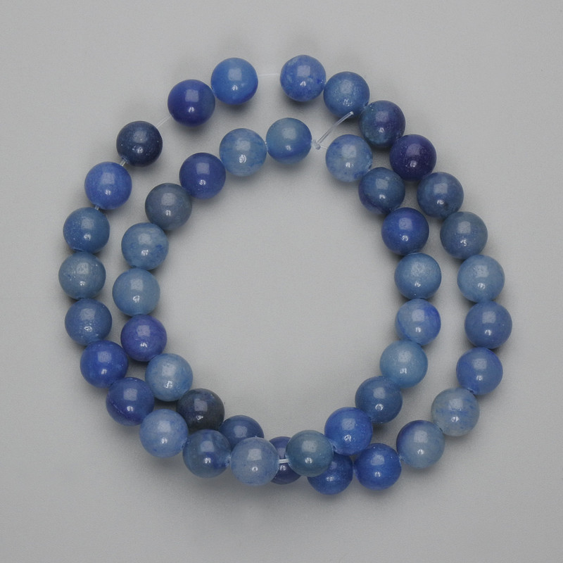Blue Aventurine Beads Smooth Sphere 8.5mm, 38cm string on thread