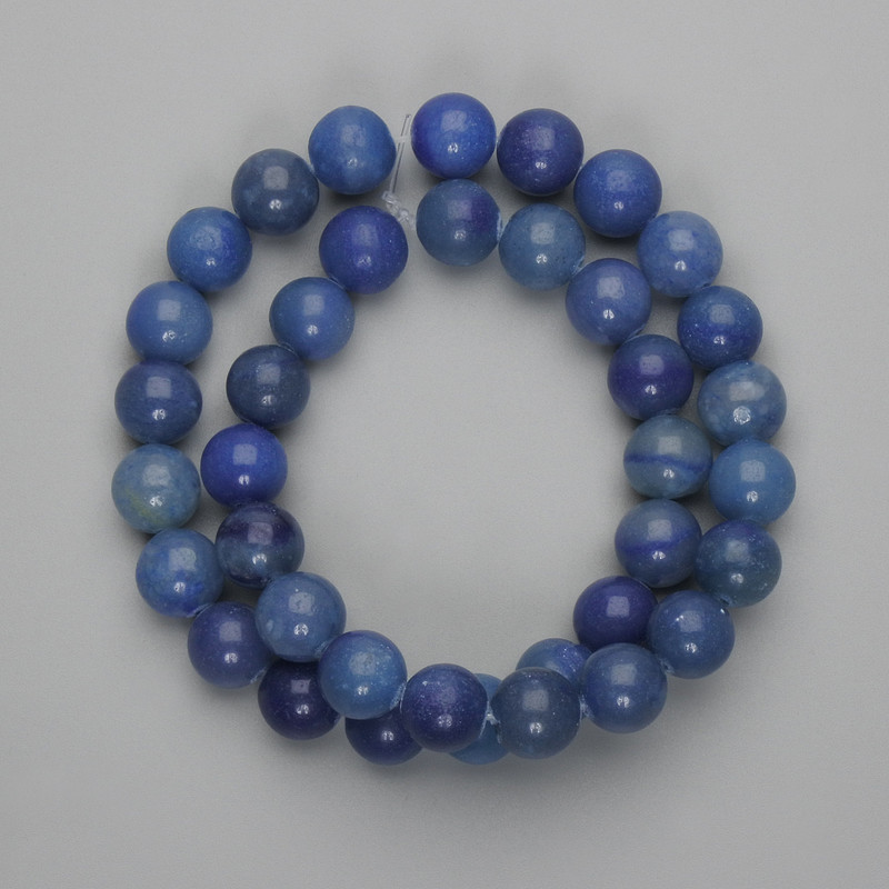 Blue Aventurine Beads Smooth Round 10mm+-, 37cm long on fishing line