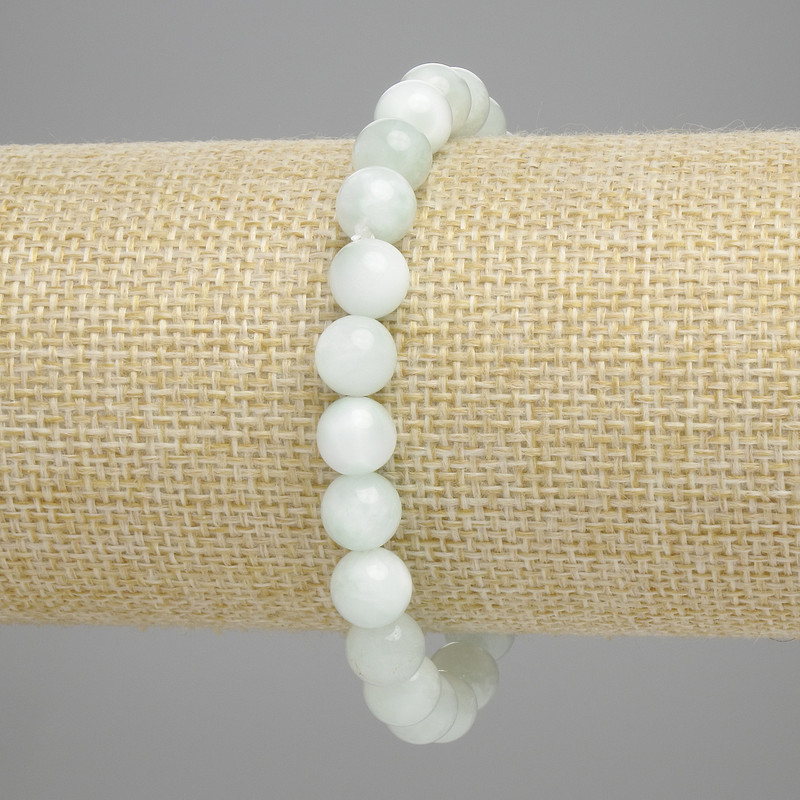 Angelite Bead Bracelet 8mm Smooth Round Beads, 18cm length, stretch