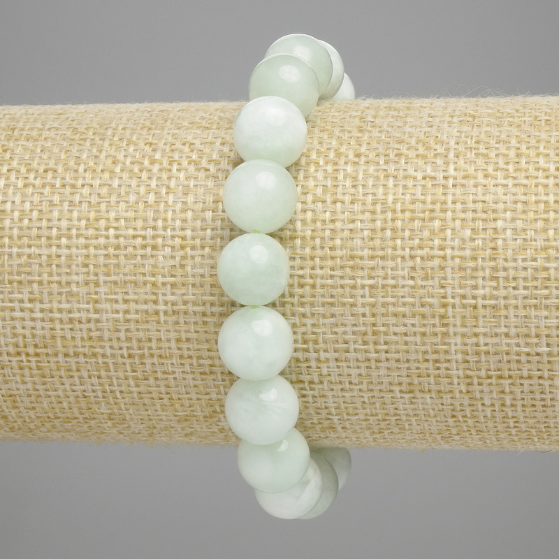 Angelite Bracelet Smooth Beads 10mm, Stretch Length 18cm