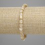 Bracelet, Beige Mother-of-P Pearl Barrels, diameter 6x6mm±, length 18cm±, stretch