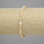 Bracelet with Beige Mother-of-P pearl Beads 3x3mm Grained Cube, 18cm stretch