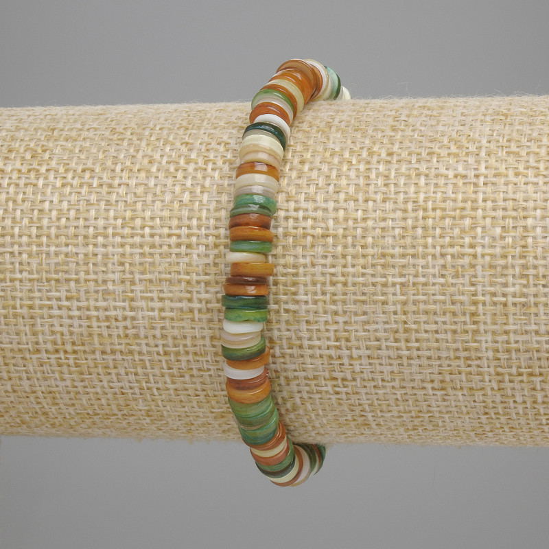 Bracelet with Shell Scarface rondelle, diameter 6×1.5mm ±, length 18cm ± stretch